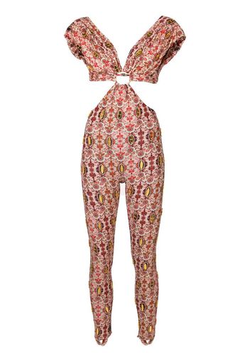 Amir Slama Jumpsuit mit Blumen-Print - Mehrfarbig