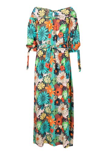 Amir Slama Kleid mit Blumen-Print - Mehrfarbig