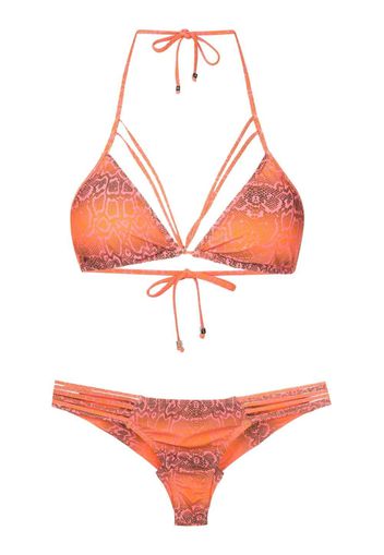 Amir Slama Bikini mit Schlangenleder-Print - Orange