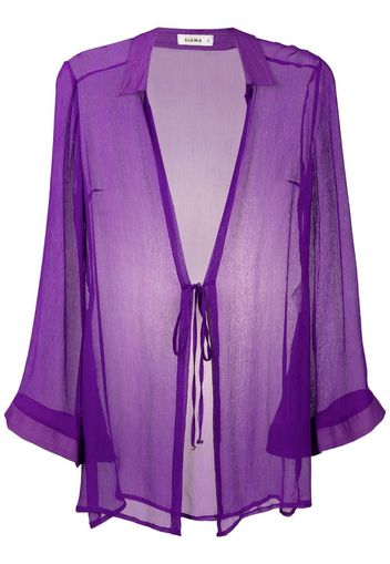 Amir Slama Seidenbluse mit Knitteroptik - Violett