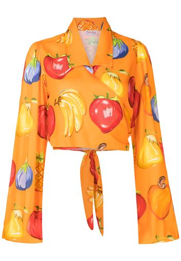 Amir Slama Hemd mit Früchte-Print - Orange