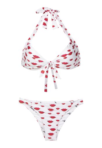 Amir Slama Bikini mit Lippen-Print - Weiß