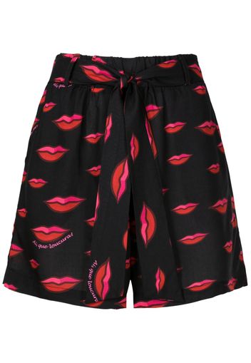 Amir Slama Shorts mit Lippen-Print - Schwarz