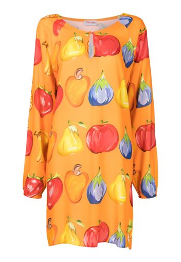 Amir Slama Minikleid mit Früchte-Print - Orange