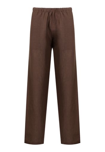 Amir Slama elasticated-waistband linen trousers - Braun