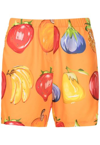 Amir Slama fruit-print elasticated-waistband shorts - Orange