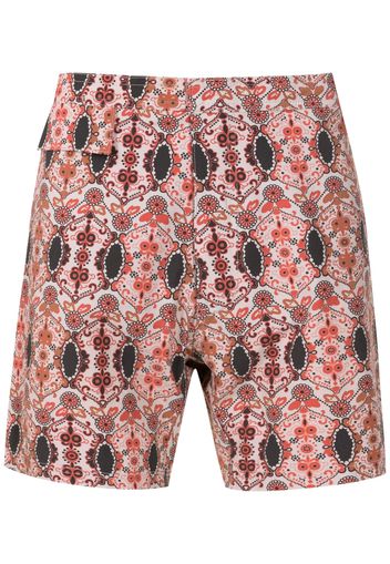 Amir Slama graphic-print concealed-fastening shorts - Braun