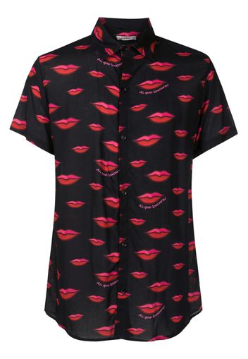 Amir Slama lips-print short-sleeved T-shirt - Schwarz