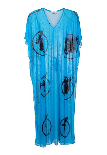 Amir Slama semi-sheer tied-waist dress - Blau