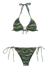 Amir Slama Bikini mit Wellen-Print - Grün