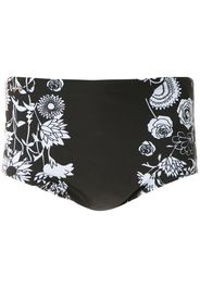 Amir Slama Badeshorts mit Hibiskus-Print - Schwarz