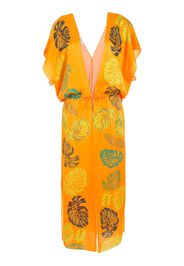 Amir Slama Strandkleid mit Palmblatt-Print - Orange