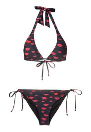 Amir Slama Bikini mit Lippen-Print - Schwarz