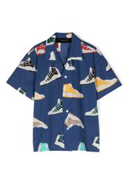 AMIRI KIDS Skel-print bowling shirt - Blau