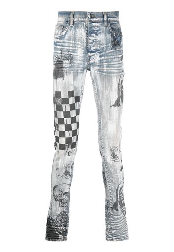 AMIRI graffiti-print slim jeans - Blau