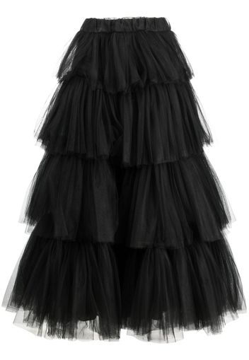 Ana Radu tiered tulle midi skirt - Schwarz