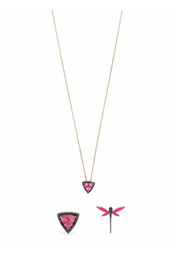 Anapsara 18kt rose gold Dragonfly earrings and necklace set - Rosa