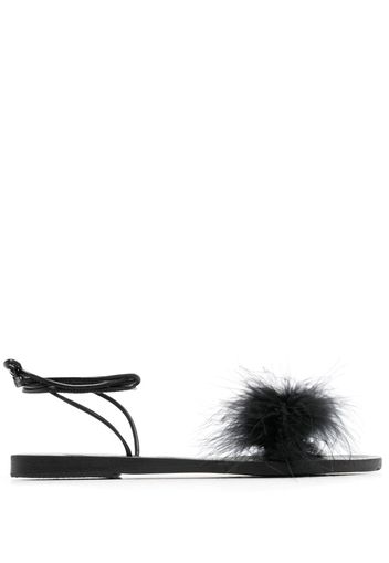 Ancient Greek Sandals Choros Marabu feather leather sandals - Schwarz