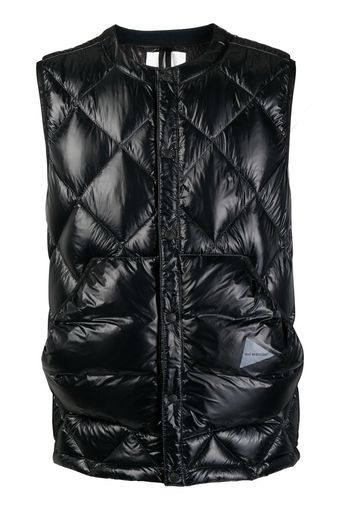 and Wander diamond quilted down vest - Schwarz