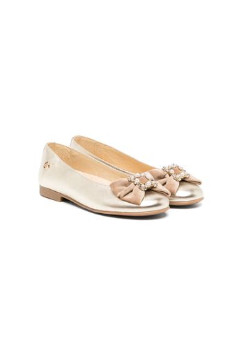 ANDANINES bow-detail leather ballerina shoes - Gold