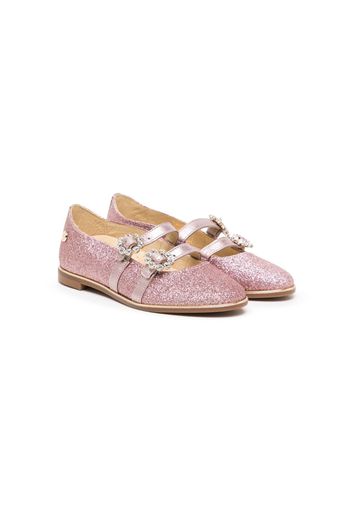 ANDANINES crystal-embellished glittery ballerina shoes - Rosa