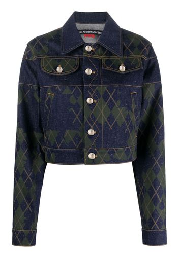 Andersson Bell argyle-pattern cotton denim jacket - Blau