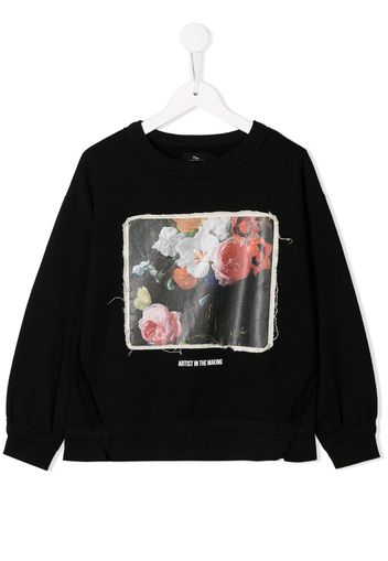 Andorine Sweatshirt mit Blumen-Print - Schwarz