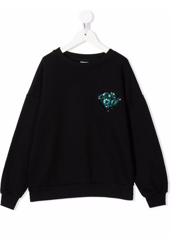 Andorine sequin-embroidered organic cotton sweatshirt - Schwarz