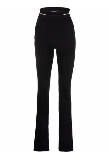 ANDREADAMO ribbed-knit bootcut trousers - Schwarz