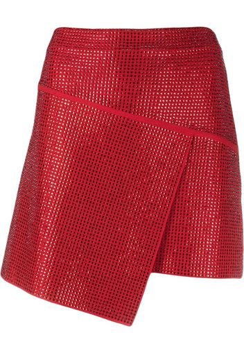 ANDREĀDAMO asymmetrical crystal-studded wrap skirt - Rot