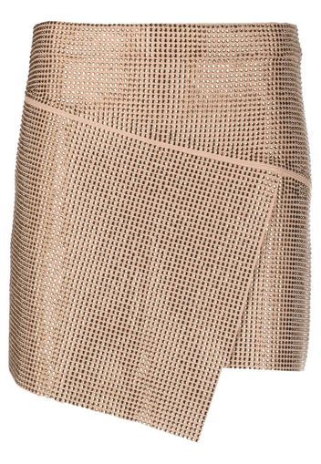 ANDREĀDAMO crystal-embellished asymmetric wrap skirt - Nude