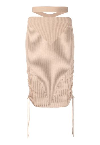 ANDREĀDAMO ribbed-knit pencil skirt - Nude