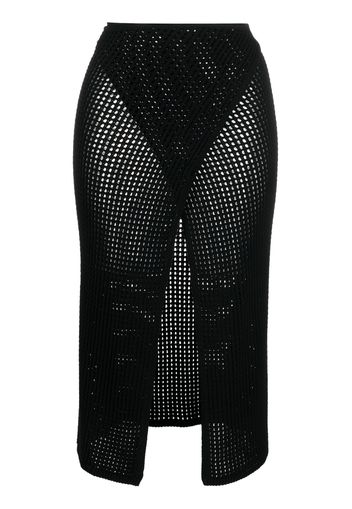 ANDREĀDAMO slit-open crochet midi skirt - Schwarz