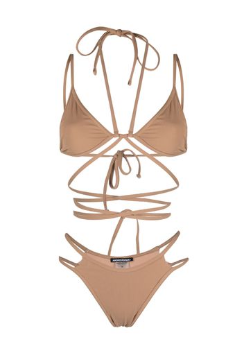 ANDREĀDAMO strap-detail ribbed bikini - Nude