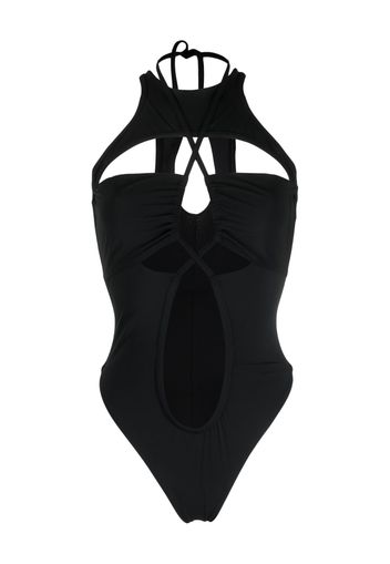 ANDREĀDAMO cut-out-detail halterneck swimsuit - Schwarz