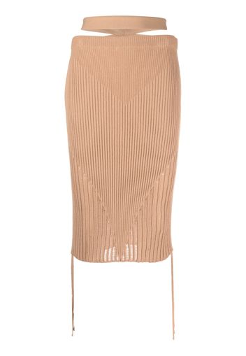 ANDREĀDAMO ribbed-knit pencil skirt - Nude