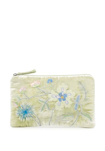 Anke Drechsel floral-embroidered silk-velvet purse - Grün