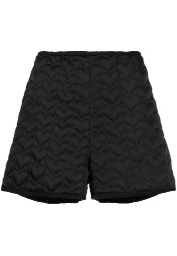 Anna Sui heart-pattern quilted shorts - Schwarz