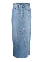 Anna Sui stud-detail midi denim skirt - Blau