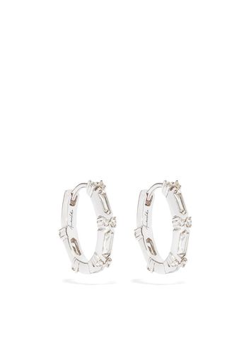 Annoushka 18ct White Gold Baguette Diamond Hoop Earrings - Silber