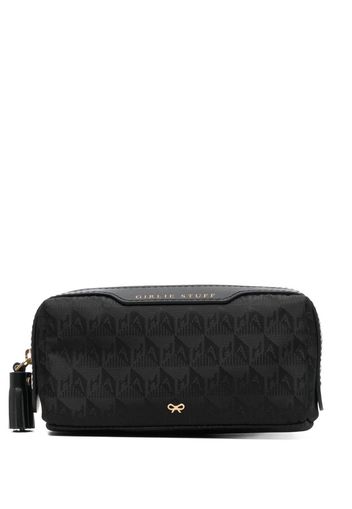 Anya Hindmarch jacquard-logo leather makeup bag - Schwarz