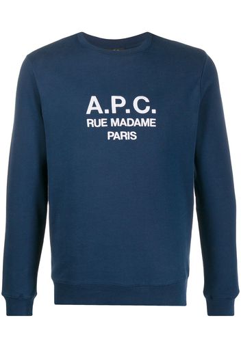 A.P.C. Sweatshirt mit Logo-Stickerei - Blau