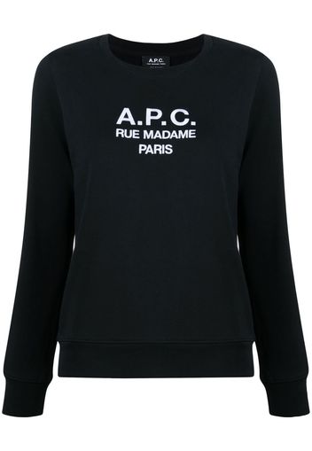 A.P.C. Tina logo-embroidered cotton sweatshirt - Schwarz