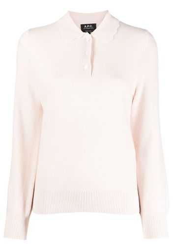 A.P.C. long-sleeved knitted polo shirt - Rosa