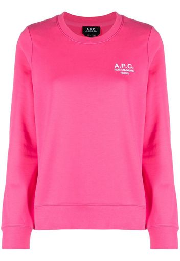 A.P.C. logo-embroidered cotton sweatshirt - Rosa