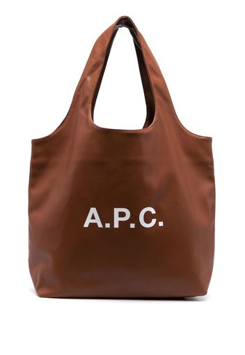 A.P.C. logo-print tote bag - Braun