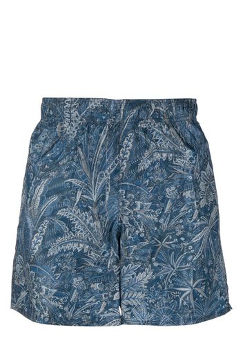 A.P.C. graphic-print elasticated-waistband shorts - Blau