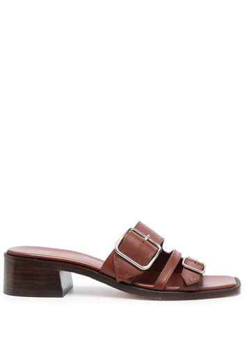 A.P.C. Aly à Talon 50mm leather slides - Braun