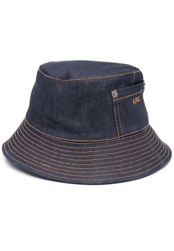 A.P.C. contrast stitching bucket hat - Blau