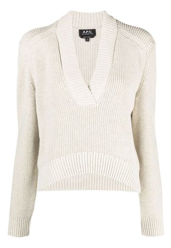 A.P.C. V-neck cotton jumper - Nude